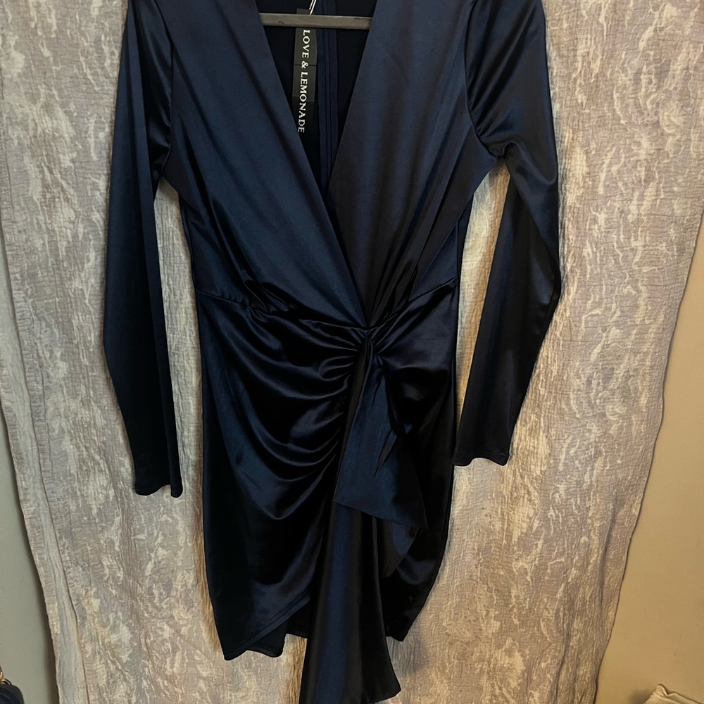 For Love And Lemons Navy Blue Wrap Dress